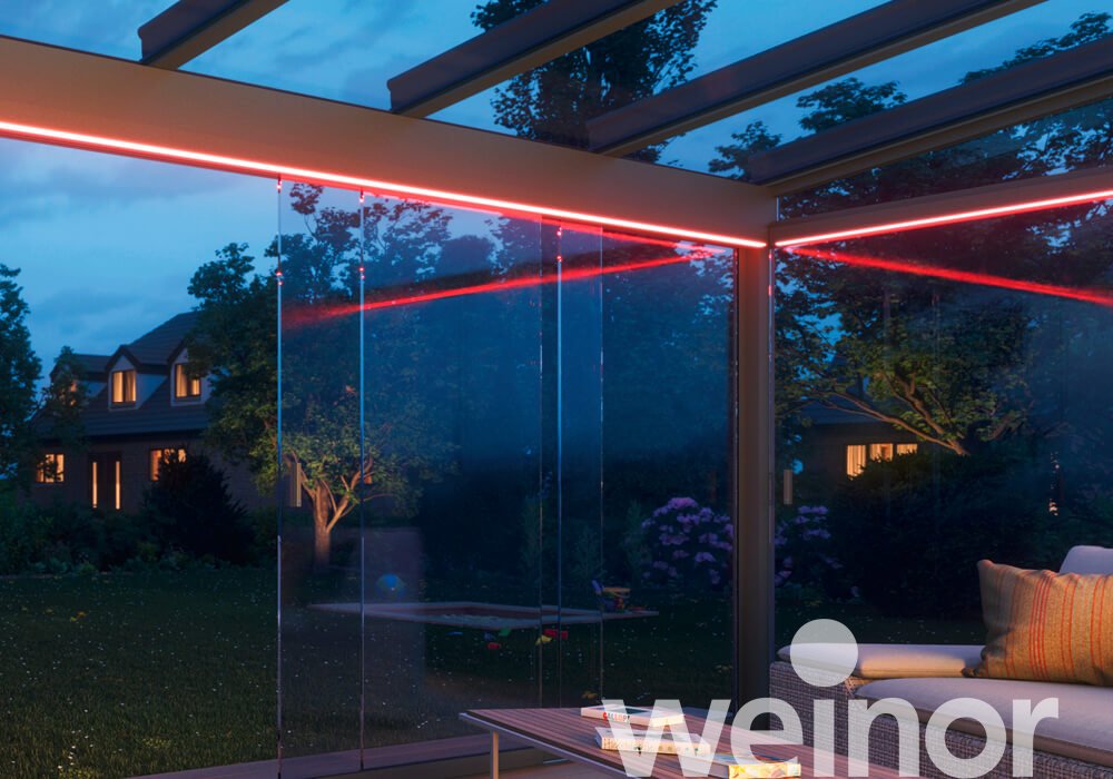 Terrasoverkapping van glas weinor Terrazza Originale met ledverlichting