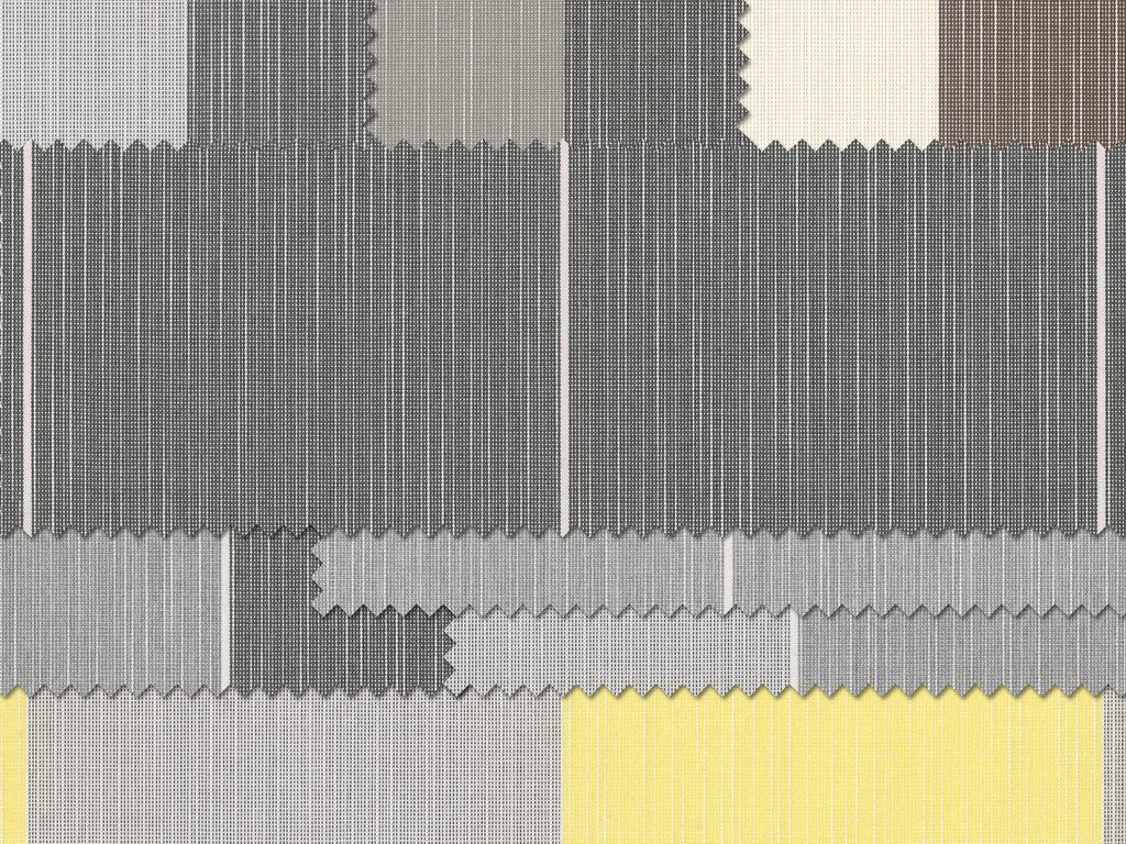 Een collage van stoffen in grijs, zwart en geel met verschillende texturen en patronen. Een collage van stoffen in grijs, zwart en geel met verschillende texturen en patronen.