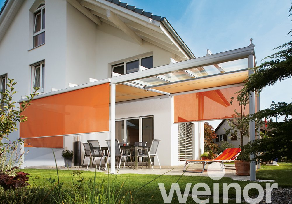 Terrasoverkapping van glas weinor Terrazza Originale met VertiTex, zonder ledverlichting
