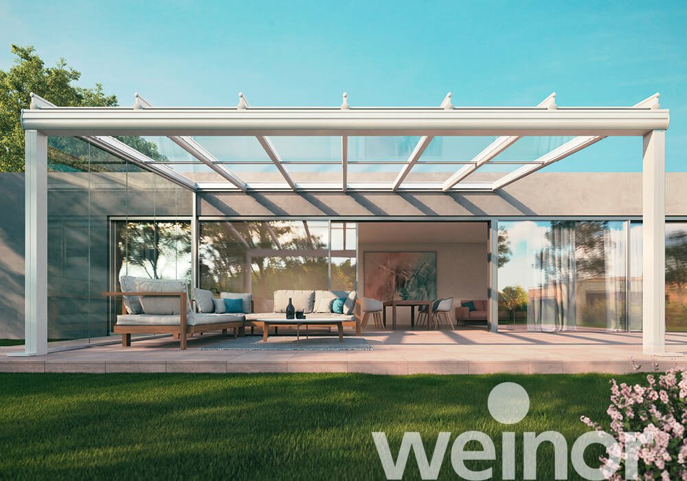 Terrasoverkapping van glas weinor Terrazza Originale zonder ledverlichting, met glazen wanden