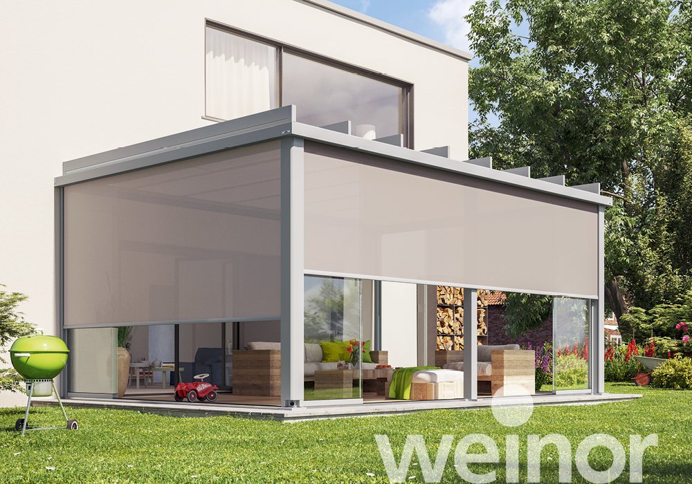 weinor verticale zonweringen VertiTex II VertiPlus Aan de terrasoverkapping, Met VertiPlus