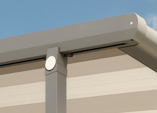 Bovenaanzicht van een markisenkast met een strak design en neutrale kleuren. 