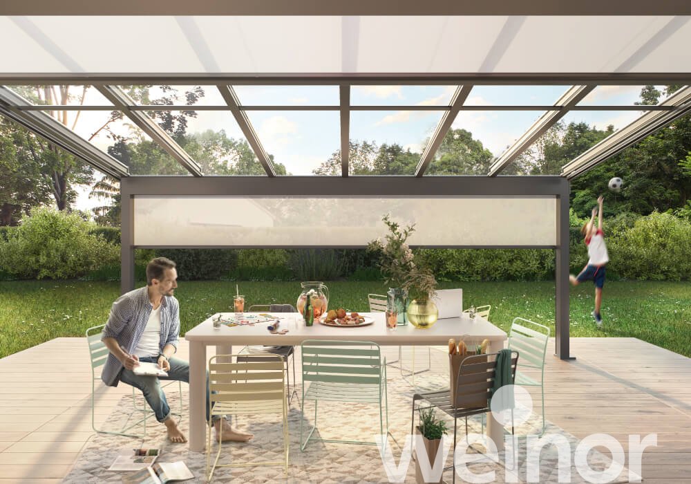 Terrasoverkapping van glas weinor Terrazza Sempra met VertiTex II