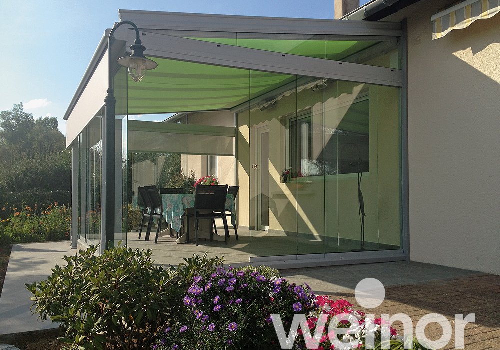 Glasoase® weinor ondergemonteerde zonwering, zijdelingse zonwering