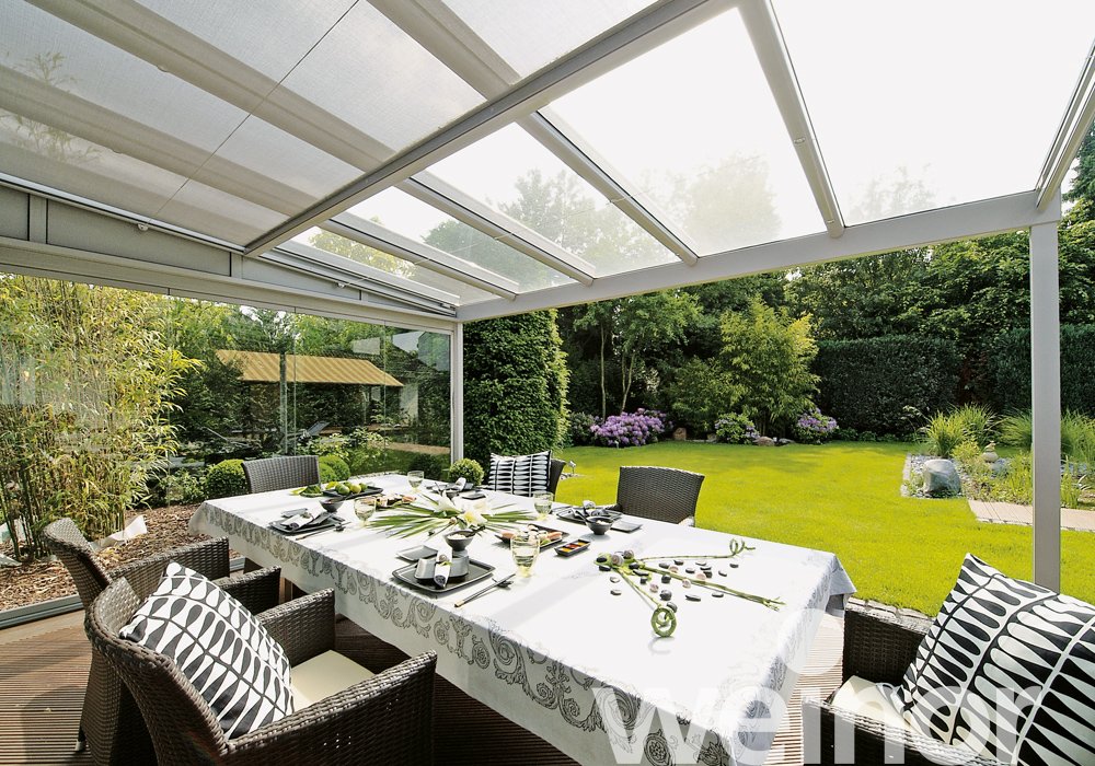 Terrasoverkapping van glas weinor Terrazza Originale met Sottezza