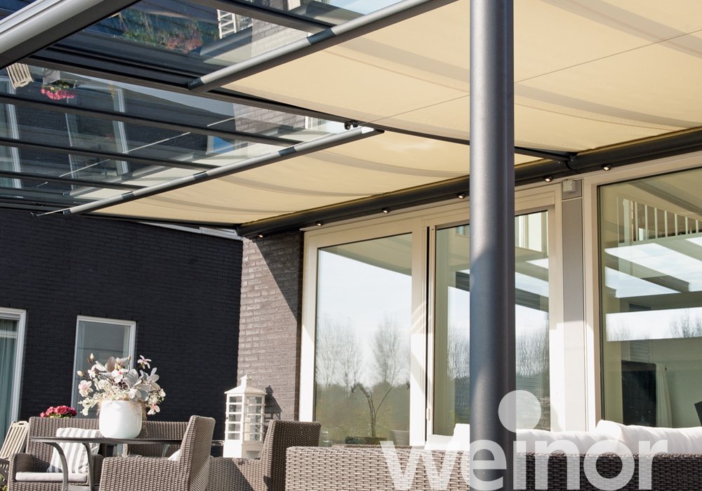 Terrasoverkapping van glas weinor Terrazza Originale met Sottezza , met ledverlichting