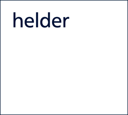 Witte achtergrond met blauwe tekst, de tekst zegt "helder".