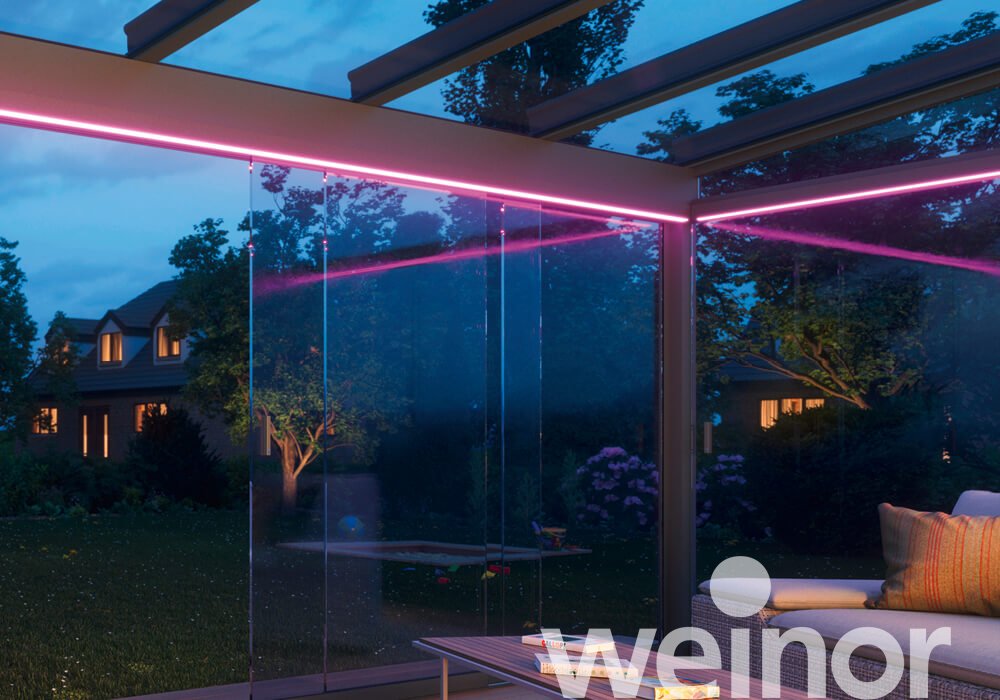 Terrasoverkapping van glas weinor Terrazza Originale met ledverlichting